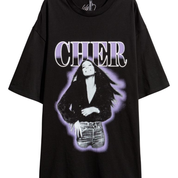 H&M Tops - H&M Woman's Size XS Oversized T-shirt with Cher Printed Design